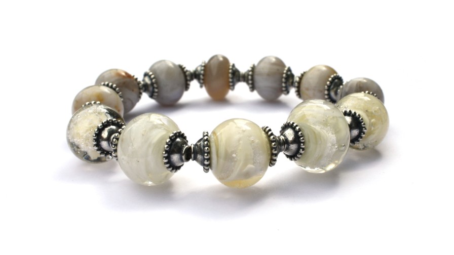 Armband as in glas kralen met edelsteen Agaat